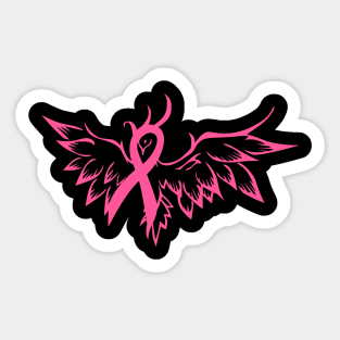 Beautiful Breast Cancer Awareness Bird Ribbon Sticker